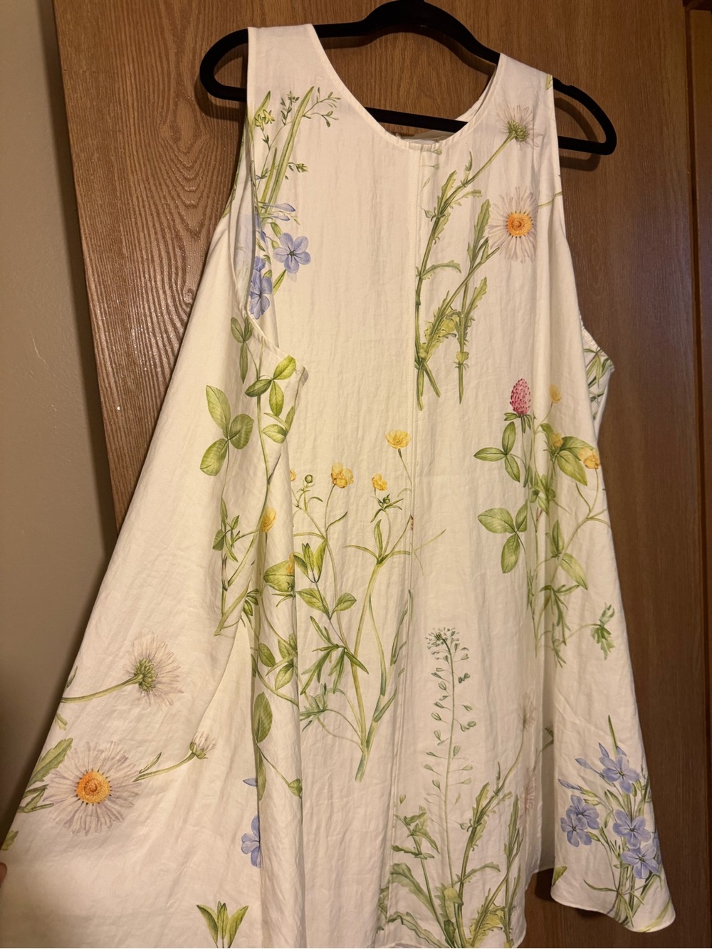H&M White Floral A-Line Dress with Pastel Blooms